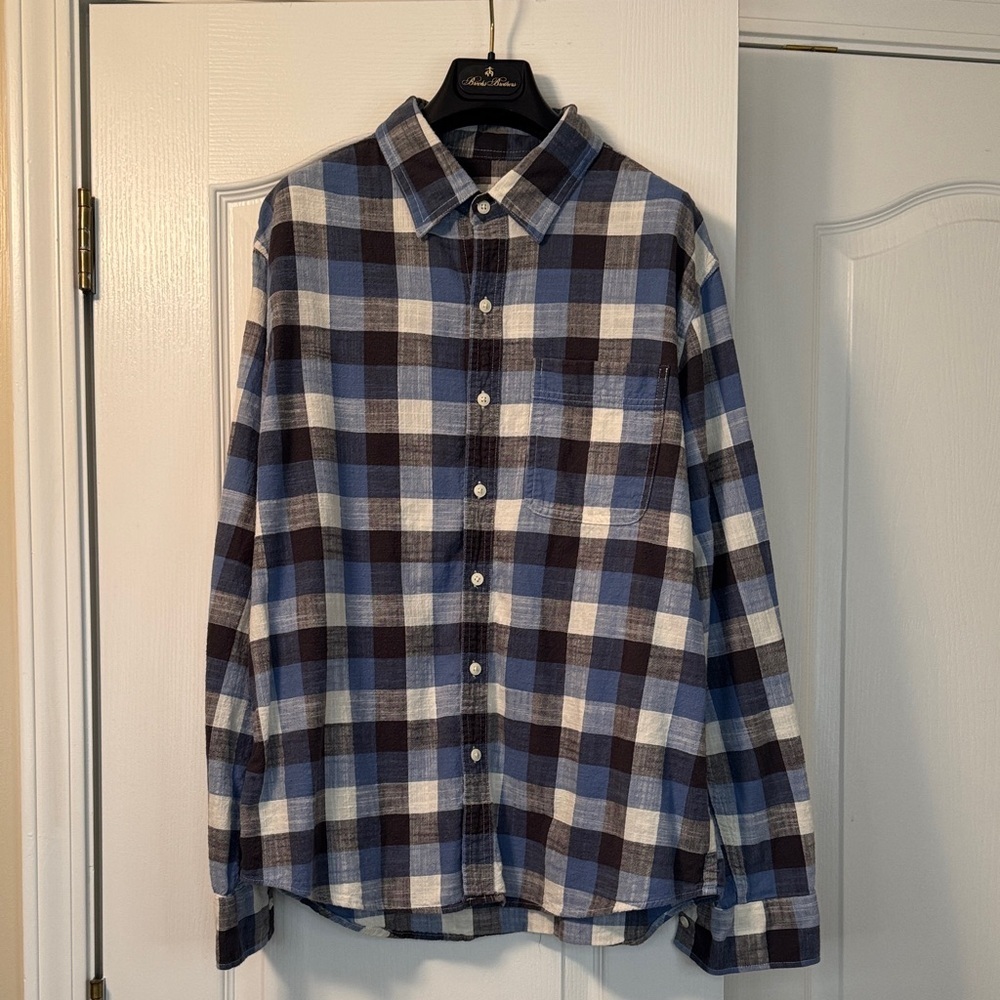 American Eagle Outfitters Navy and Black Checkered Shirt